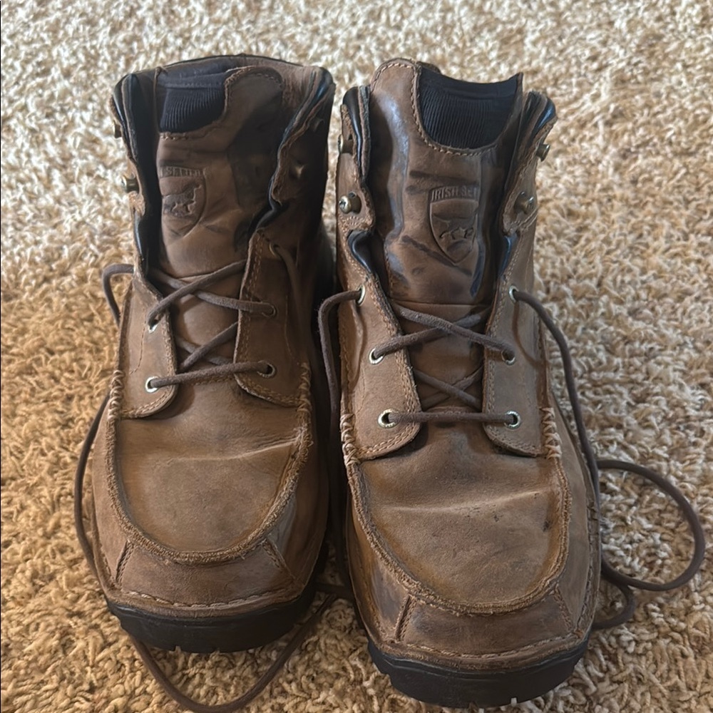 Irish Setter Brown Leather Boots Moc-Toe Design